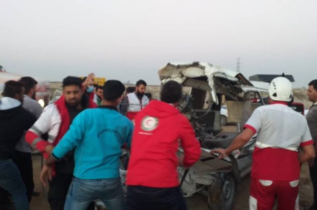 اعزام تیم های امداد و نجات جمعیت هلال احمر به محل حادثه تصادف در محور اهواز-شوش