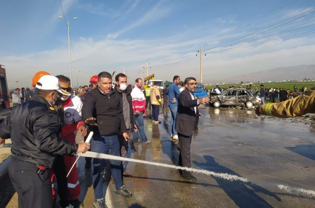 امدادرسانی به ۳۳ مصدوم حادثه تصادف زنجیره‌ای در محور تشان بهبهان