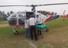 انتقال بیمار سکته مغزی از بیمارستان کارون گتوند به بیمارستان گلستان اهواز توسط بالگرد اورژانس